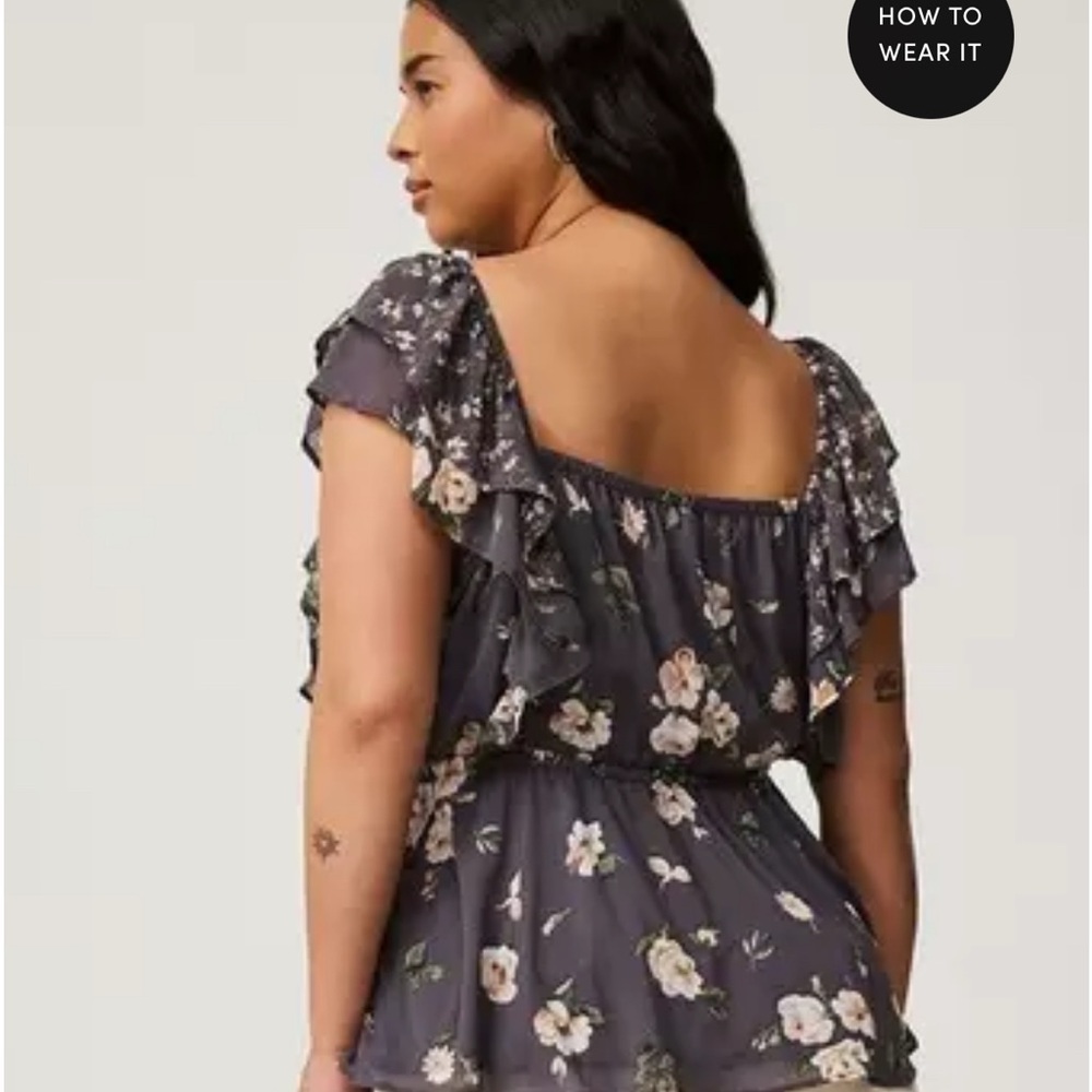 Floral Ruffle Sleeve Top - Picture 3 of 6